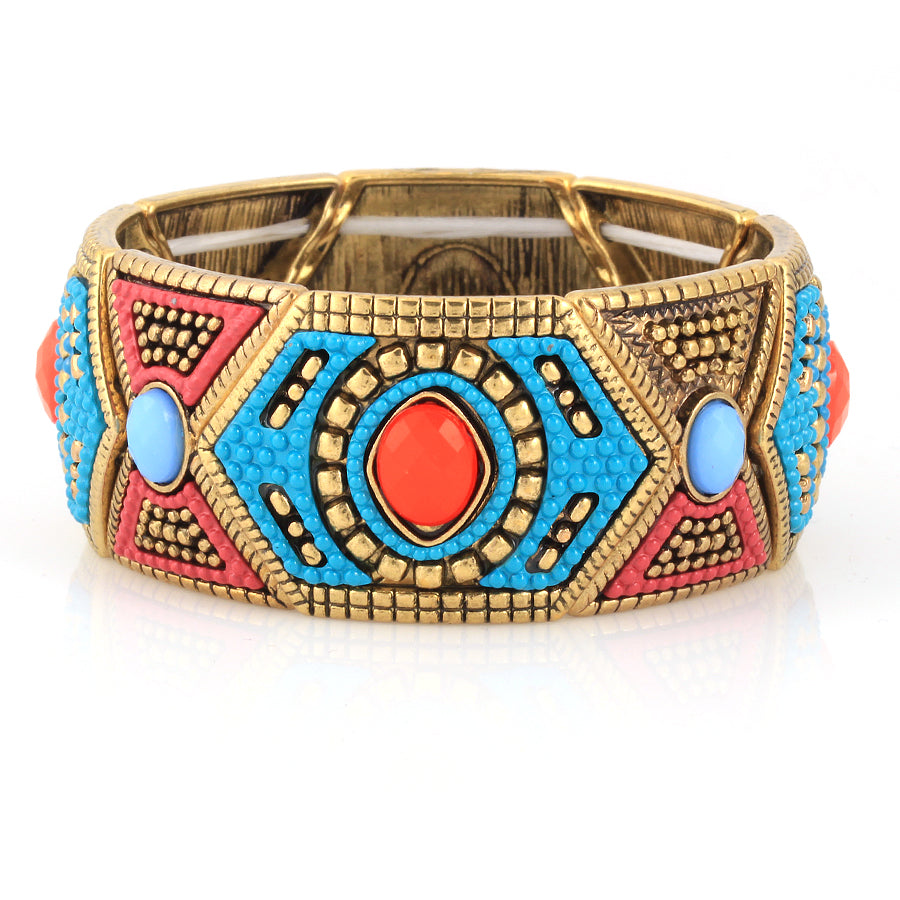 Gold-Tone Metal Mult Icolor Stretch Bracelets