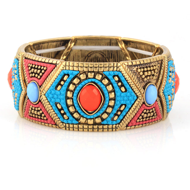 Gold-Tone Metal Mult Icolor Stretch Bracelets