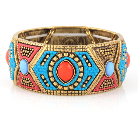 Gold-Tone Metal Mult Icolor Stretch Bracelets