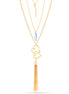 Gold-Tone Metal 3 Layered Tassel Necklace