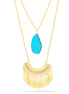 Gold-Tone Metal Turquoise Tassel Necklace