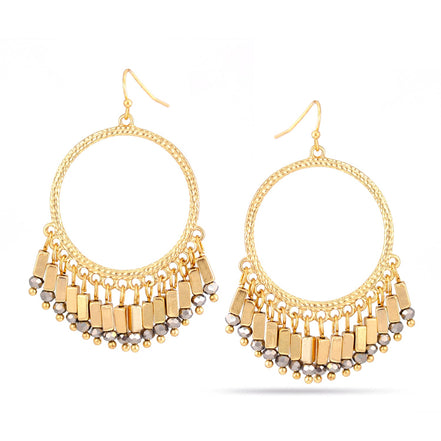 Gold-Tone Metal Hematite Chandelier Earrings