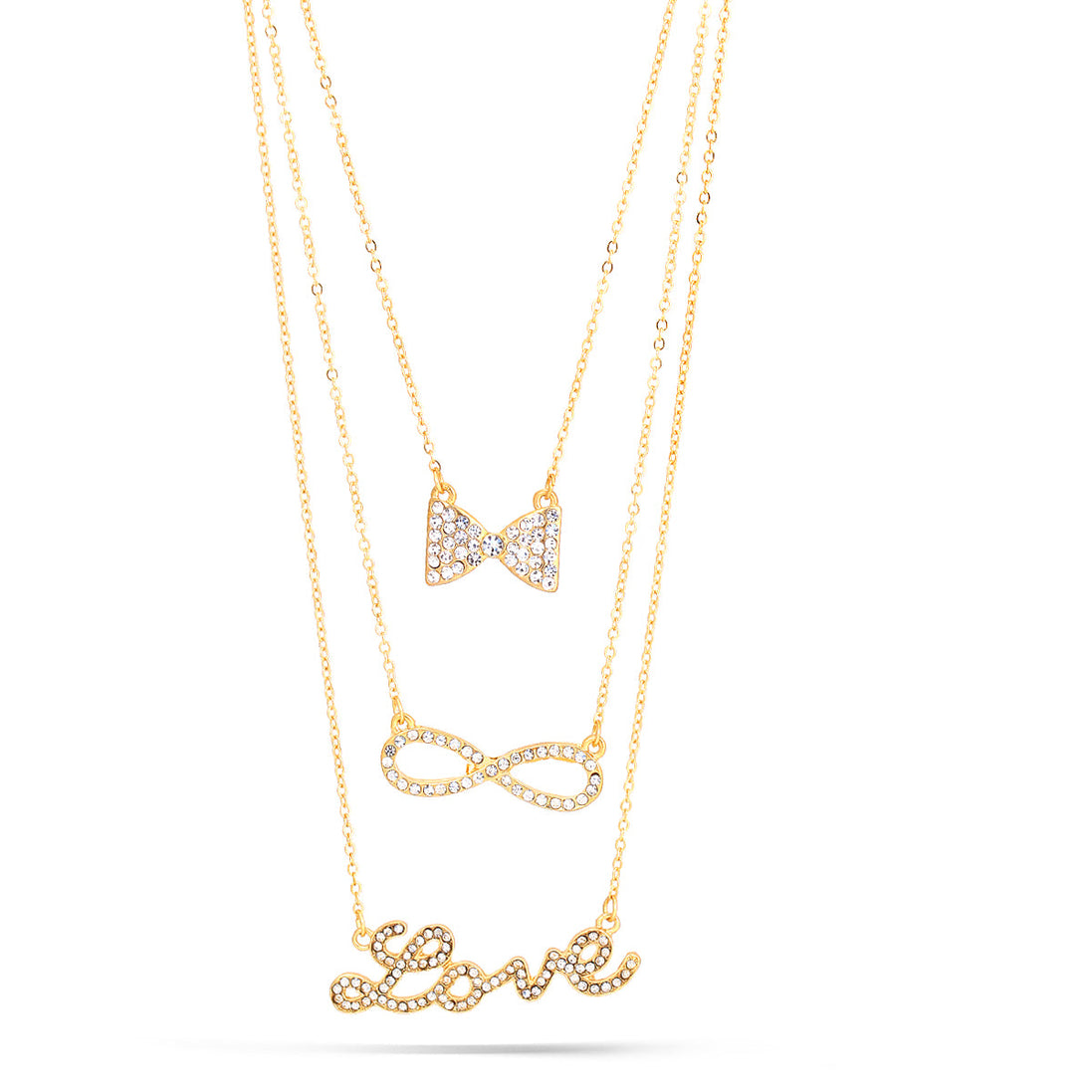 Gold-Tone Metal 3 Layered Necklace