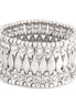 Rhodium-Tone Metal Crystal Stretch Bracelets