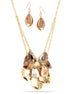 Gold-Tone Metal Mother Of Pearl Charm Necklace And Earrings 