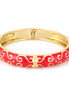 Gold-Tone Metal Filigree Red Enamel Hinged Bracelets