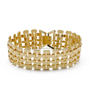 Gold Polished Wide Panther Link Chain Wrap Around Bracelet #BL15040367-R03
