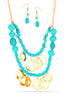 Gold-Tone Metal Turquoise Necklace And Earrings Set