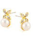 Taza-Gold-Tone Metal Cream Pearl Drop Earrings