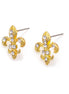 Tazza-Gold-Tone Metal Crystal Stud Earrings