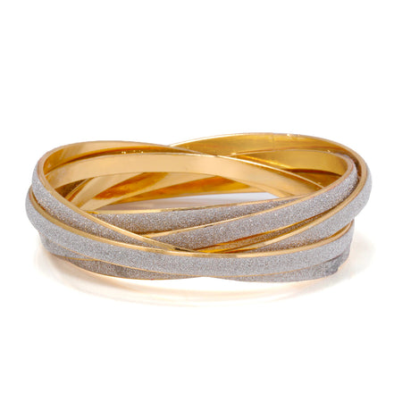 Gold-Tone Metal Interlocking 5 Glittering Bangles