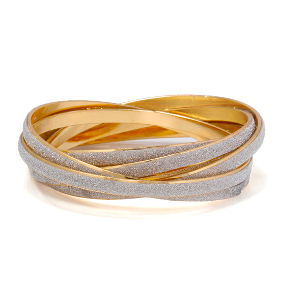 Gold-Tone Metal Interlocking 5 Glittering Bangles