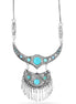 Taza-Silver-Tone Metal Turquoise Necklace