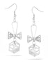 Taza-Silver-Tone Metal White Crystal Drop Earrings