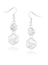 Taza-Silver-Tone Metal White Crystal Drop Earrings
