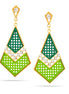 Taza-Gold-Tone Metal White Crystal Drop Earrings