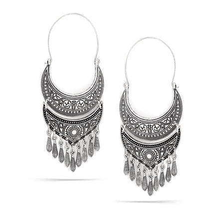 Taza-Antique Silver-Tone Metal Drop Earrings