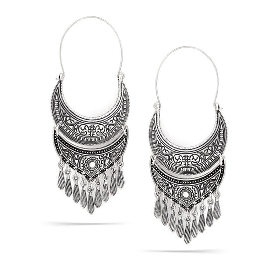 Taza-Antique Silver-Tone Metal Drop Earrings