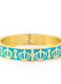 Taza-Gold-Tone Metal Turquoise Enamel Hinged Bracelets