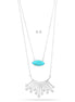 Silver-Tone Metal Turquoise And Crystal Necklace And Earrings Set