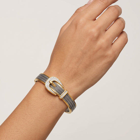 SILVER AND GOLD CRYSTAL BUCKLE HINGED  BRACELET #S/HB2694(IA7/IB7)