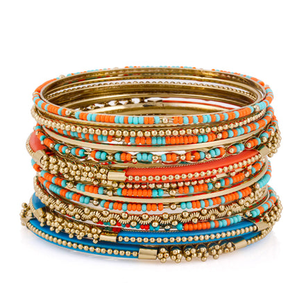 Gold-Tone Metal Multi'S Set Of 16 Bangles Set