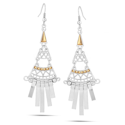 Silver-Gold-Tone Metal Tassel Drop Earrings
