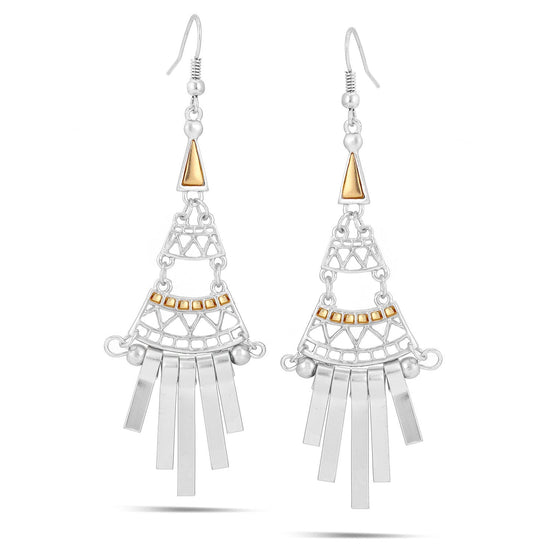 Silver-Gold-Tone Metal Tassel Drop Earrings