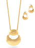 Gold-Tone Metal Hammered Snake Chain Necklace And Earrings Set