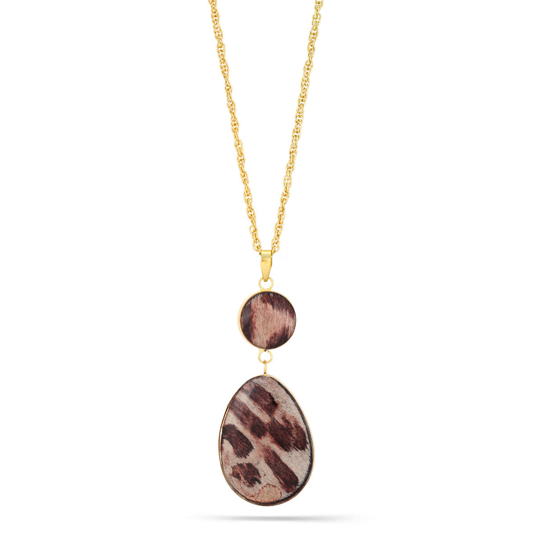 Taza-Gold-Tone Metal Animal Print Pendant Necklace