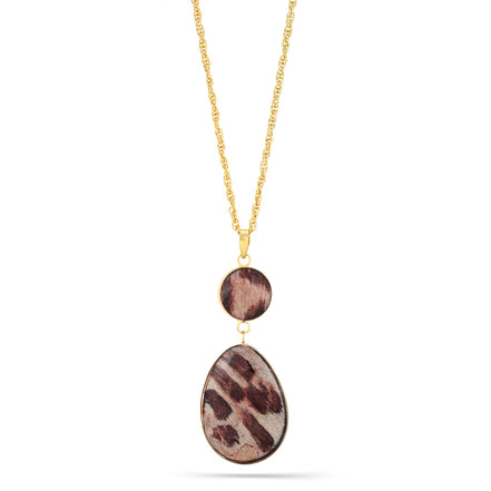 Taza-Gold-Tone Metal Animal Print Pendant Necklace