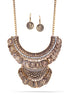 Antique Gold-Tone Metal Coins Drop Earrings And Necklace Set