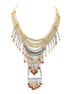 Taza-Gold-Silver-Tone Metal Wooden Beads Tassel Necklace