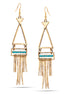Gold-Tone Metal Aqua Blue Crystal Tassel Earrings