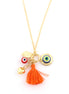 Tazza-Gold-Tone Metal Evil Eye And Mix Charm Necklace