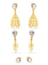 Gold-Tone Metal Crystal Set Of 3 Stud Earrings