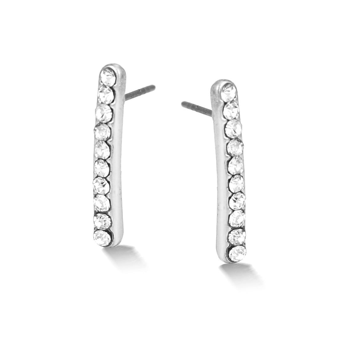 Rhodium-Tone Metal Crystal Styd Earrings