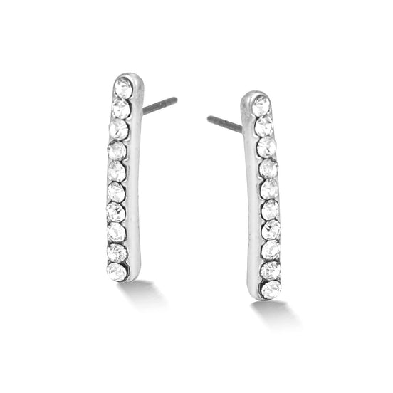Rhodium-Tone Metal Crystal Styd Earrings