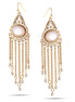 Tazza-Gold-Tone Metal Cat'S Eye And Pearl Tassel Earrings