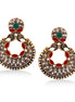 Gold-Tone Metal Crystal Green And Coral Stud Earrings