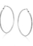 Tazza-Rhodium-Tone Metal Crystal Hoop Earrings