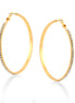 Tazza-Gold-Tone Metal Crystal Hoop Earrings