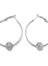 Rhodium-Tone Metal Crystal Fireball Hoop Earrings