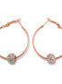 Rose Gold-Tone Metal Crystal Fireball Hoop Earrings