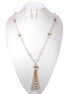 Gold-Tone Metal Pearl And Crystal Earrings And Adjustable Lobster Closure Necklaces Set
