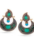 Gold-Tone Metal Green Stone And Pearl Stud Earrings
