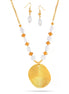 Tazza-Gold-Tone Metal Clear And Yellow Beads Earrings And Necklace Set