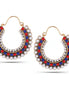 Gold-Tone Metal Coral And Pearl Crystal Hoop Earrings