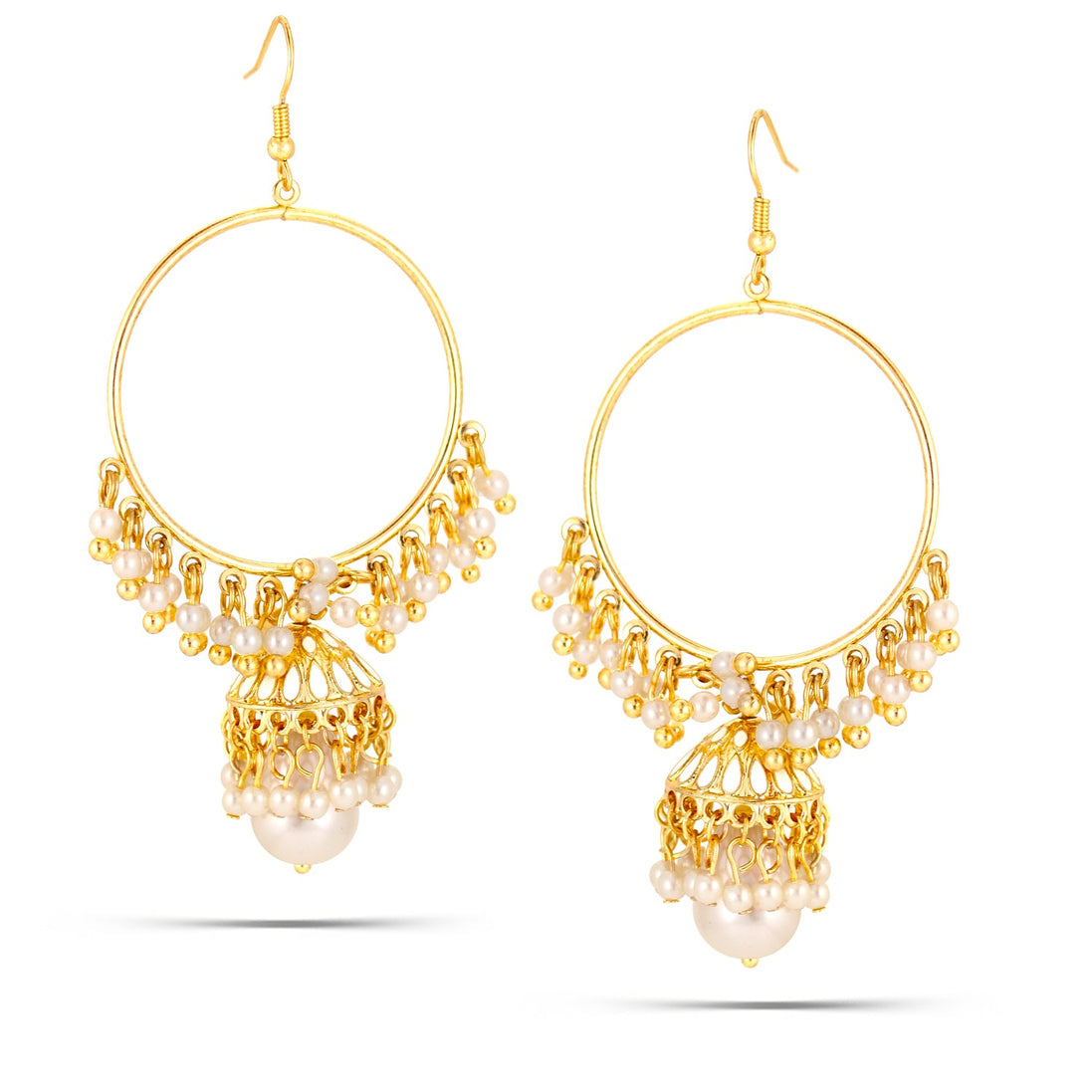 Gold-Tone Metal Pearl Drop Earrings