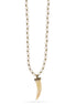 Gold-Tone Metal Cream Pearl Horn Pendant Adjustable Lobster Claw Closures Neckaces